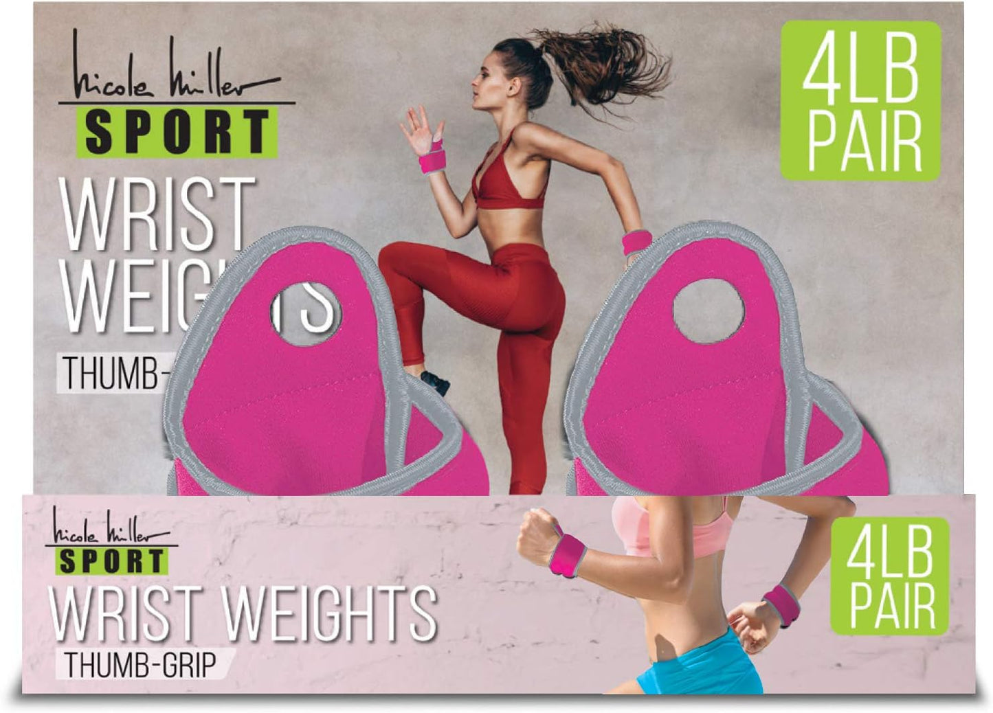 "Nicole Miller Wrist Weight Sets Thumblock Hand Weights Sets for Women 2Lb Each, 4Lb Pair Total"