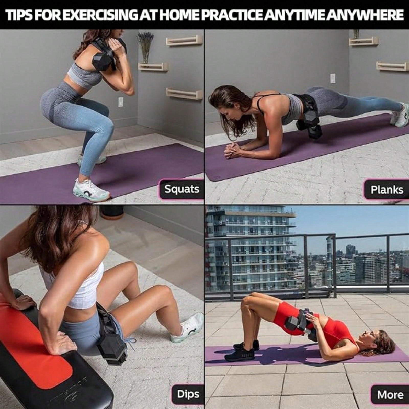 Exercise Hip Thrust Belt for Dumbbells, Weights, Kettlebells Booty Band for Gym