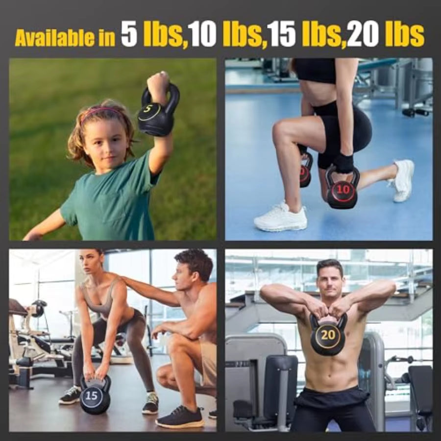 4Piece Kettlebell Set with 5Lb 10Lb 15Lb 20Lb Weights for Home Gym Use Full Body Strength Training Equipment Ideal for Dumbbell