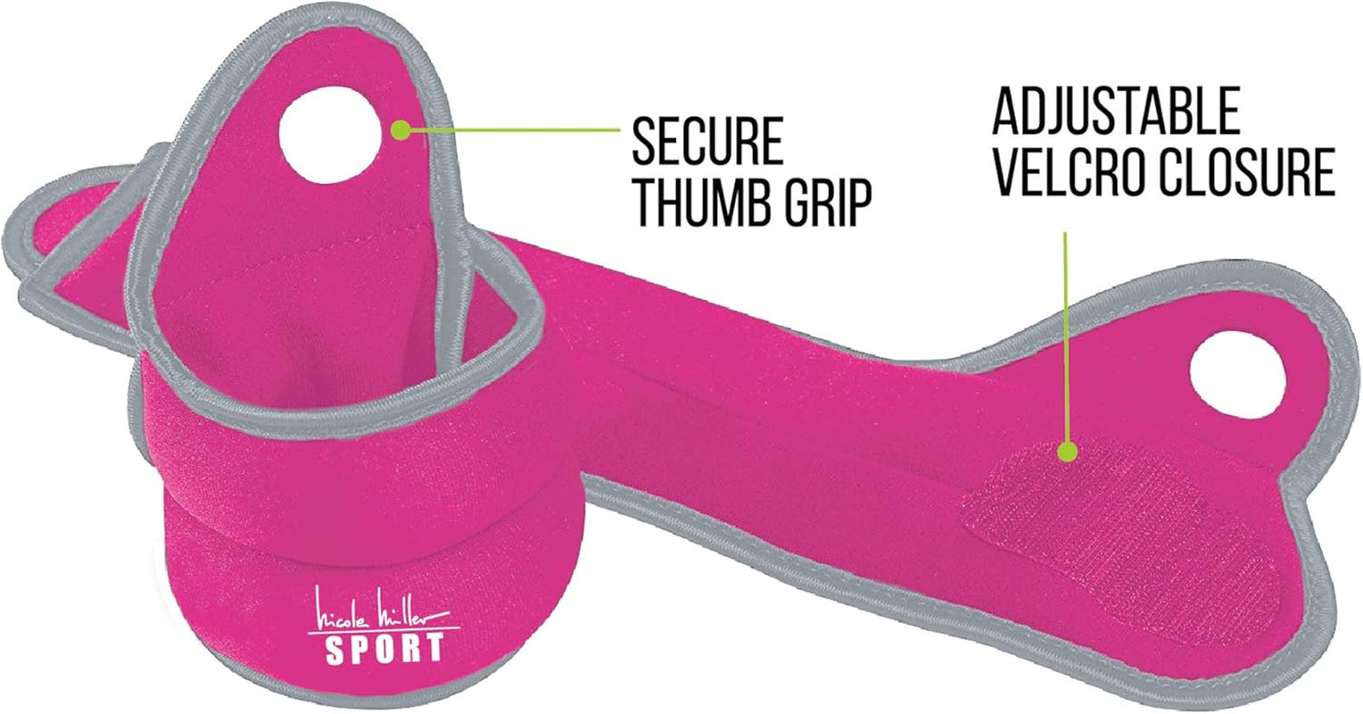 "Nicole Miller Wrist Weight Sets Thumblock Hand Weights Sets for Women 2Lb Each, 4Lb Pair Total"