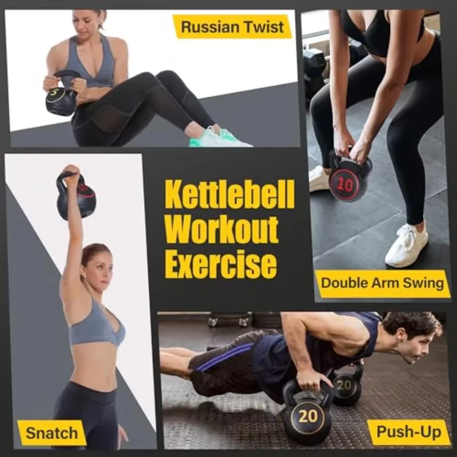4Piece Kettlebell Set with 5Lb 10Lb 15Lb 20Lb Weights for Home Gym Use Full Body Strength Training Equipment Ideal for Dumbbell
