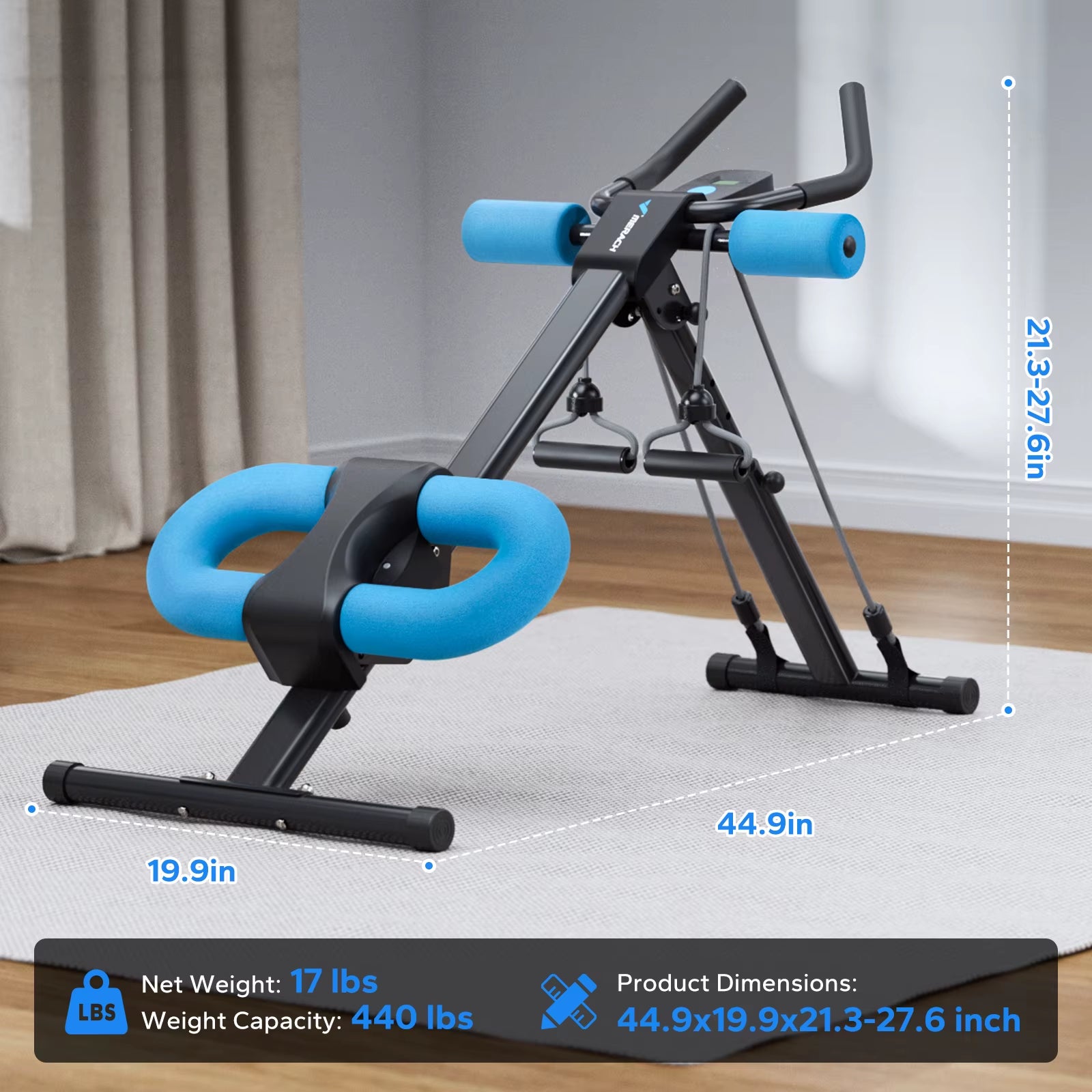 Ab Machine Adjustable Trainer Workout Foldable Knee Protection Abdominal Exercise Machine Core Ab Exercise System Trainer
