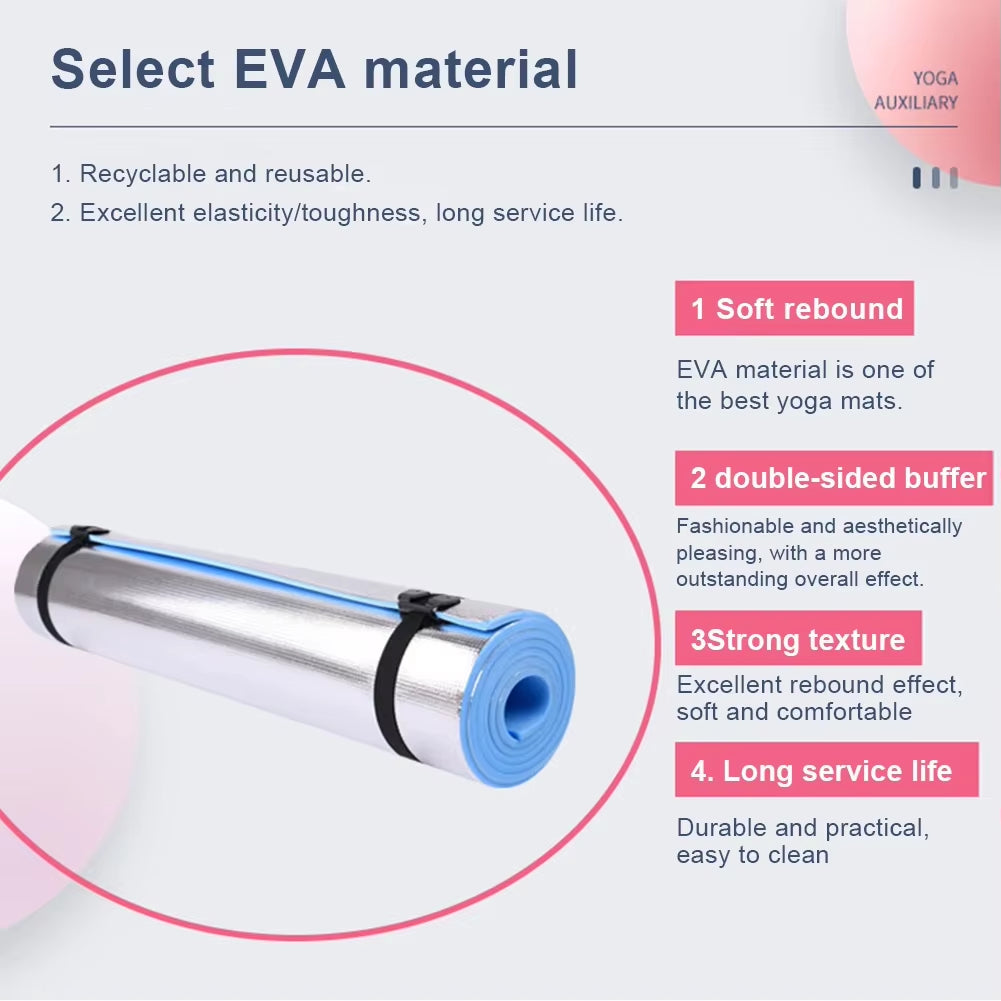 Waterproof Yoga Mat EVA Exercise Pad Thickened Aluminum Membrane Exercise Mat Portable Multifunction for Fitness Exercise