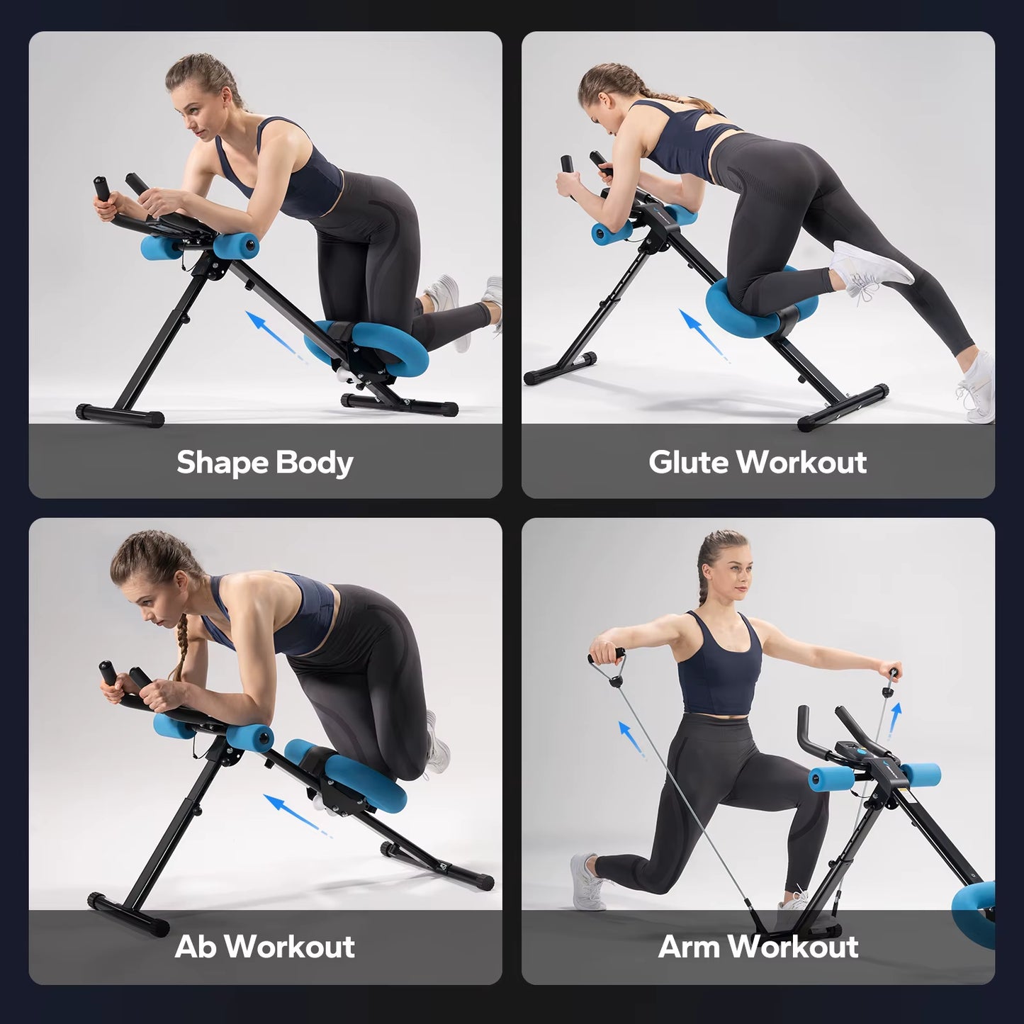 Ab Machine Adjustable Trainer Workout Foldable Knee Protection Abdominal Exercise Machine Core Ab Exercise System Trainer