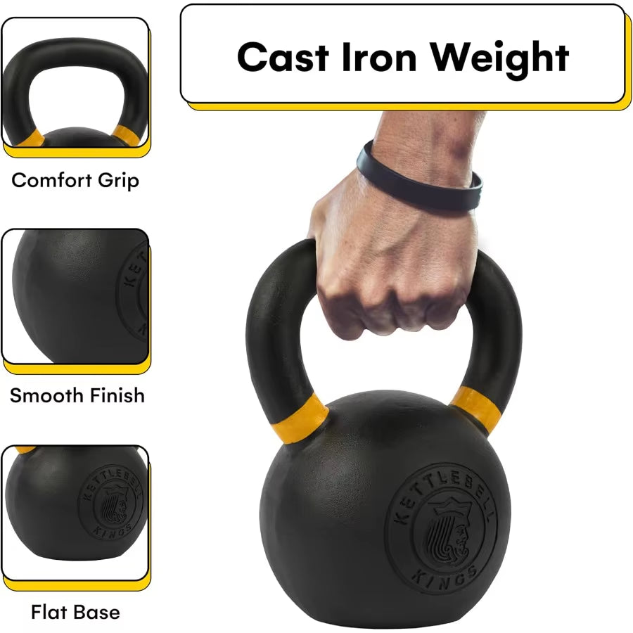 Powder Coated Kettlebell Weights - 9-97 Lb Strength Training Kettlebells for Men and Women - Hand Weights Workout Gym Equipment