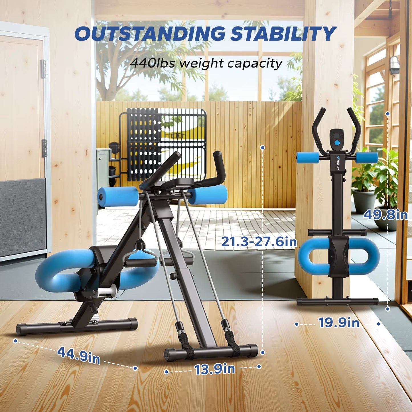 Ab Machine Adjustable Trainer Workout Foldable Knee Protection Abdominal Exercise Machine Core Ab Exercise System Trainer