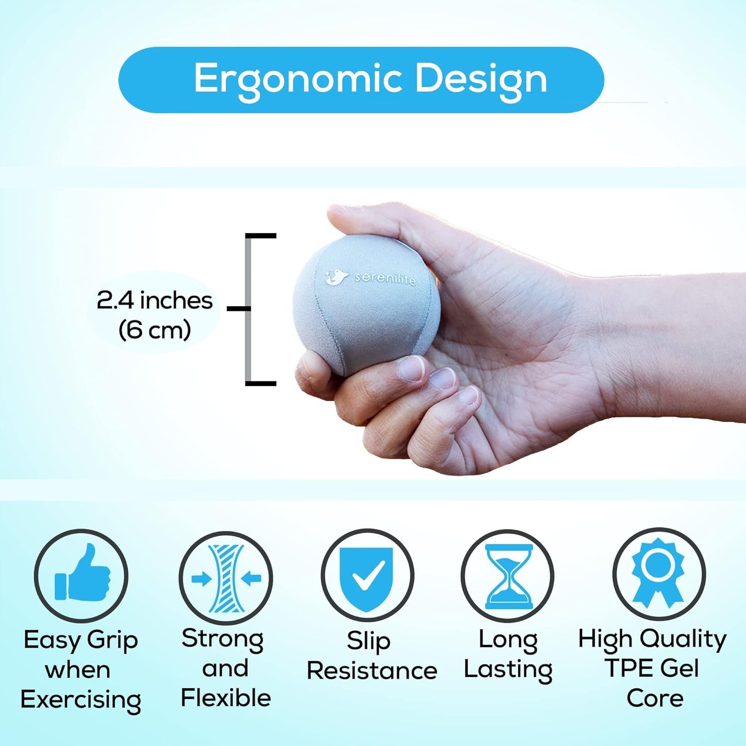 Serenilite Hand Therapy Exercise Stress Ball Bundle - Tri-Density Stress Balls F