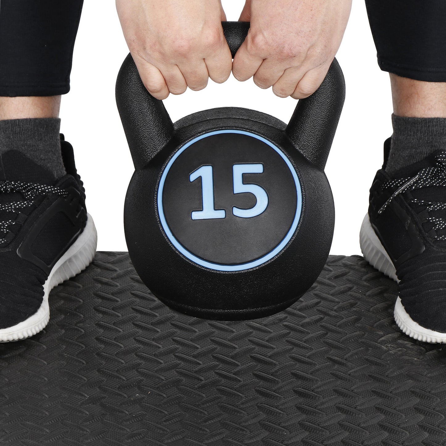 3-Piece Kettlebell Set with Storage Rack Exercise Fitness Weights Indoor Gym